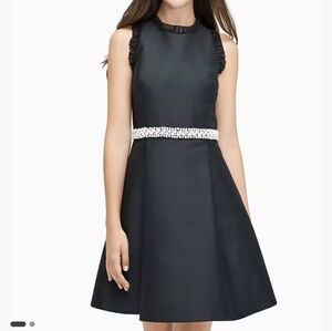 Kate Spade Black ALINE Dress with Pearl Detail 4 Pearl Crystal Mikado Dress